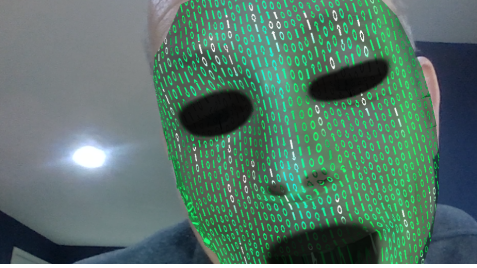 Screenshot of Matrix Mask augmented reality app